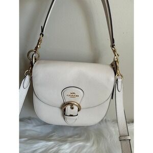 Coach Kleo Shoulder Bag Chalk White Pebble Leather Crossbody C3865